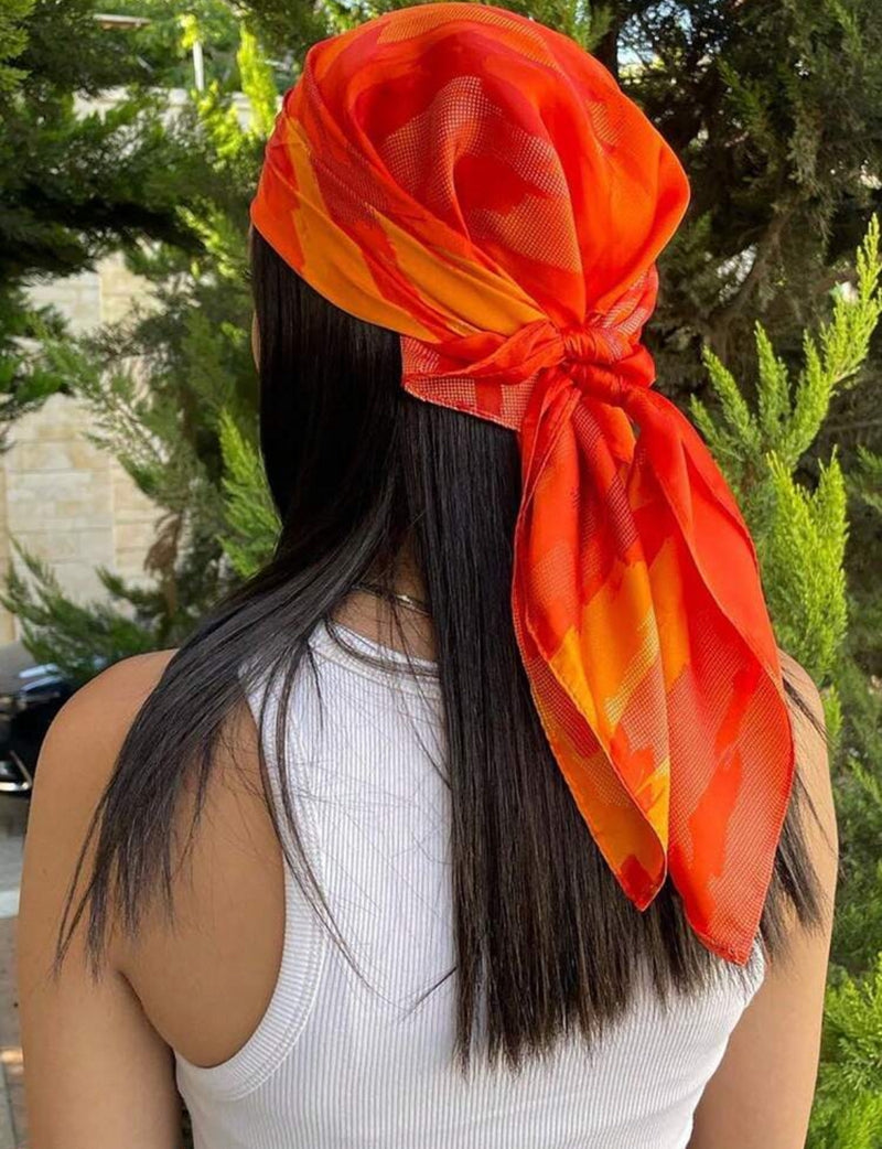 Tangerine Silk Head Scarf